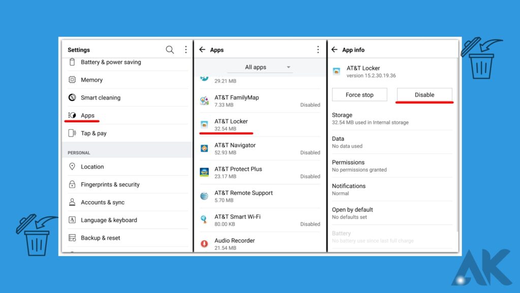 How to delete all bloatware apps on a Samsung Galaxy A25 5G phone completely